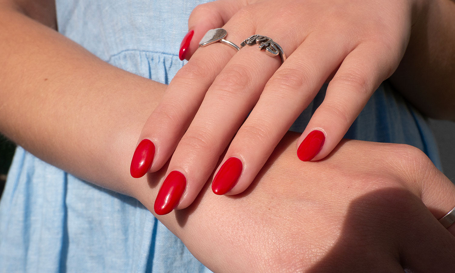 Gelous Red Sass gel nail polish - photographed in Australia on model