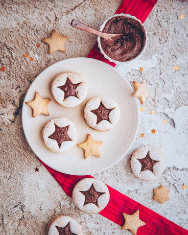 Linzer filled with chocolate almond cream