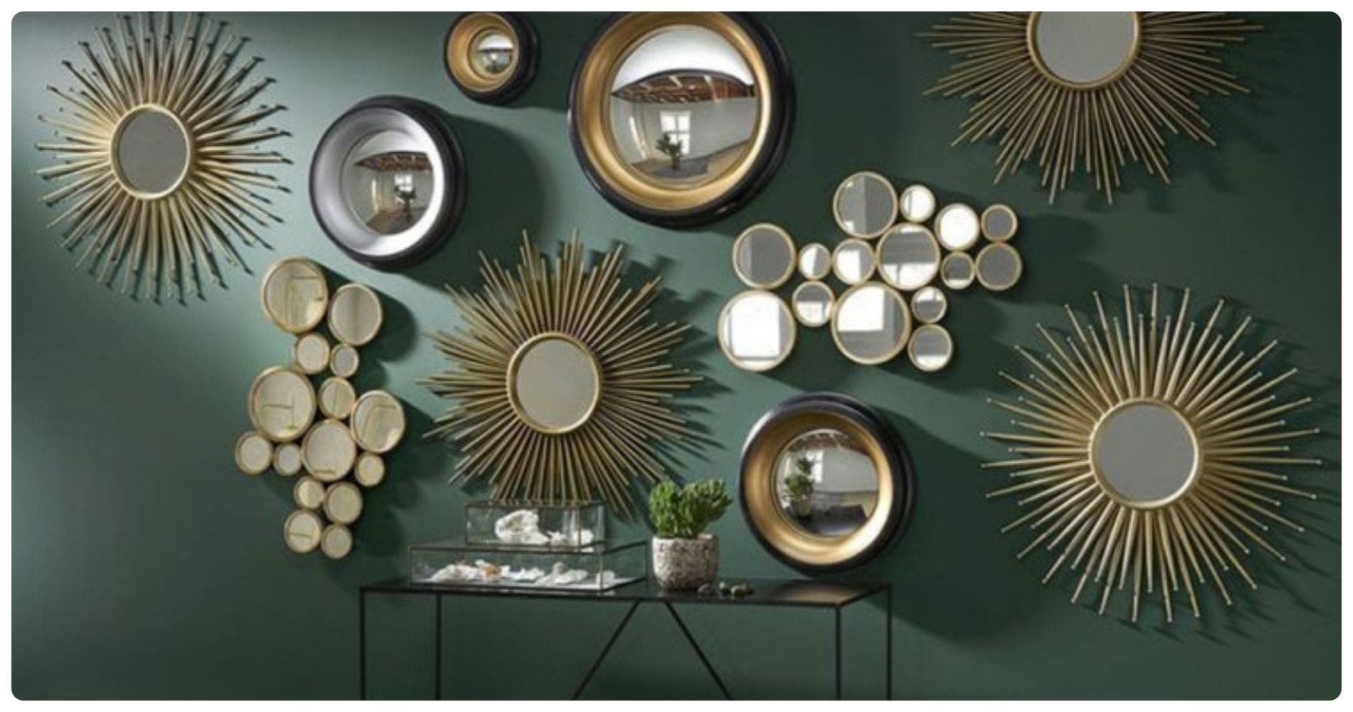 Décoration murale miroir dorée