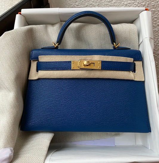 Kelly mini lizard mini bag Hermès Blue in Lizard - 24744630