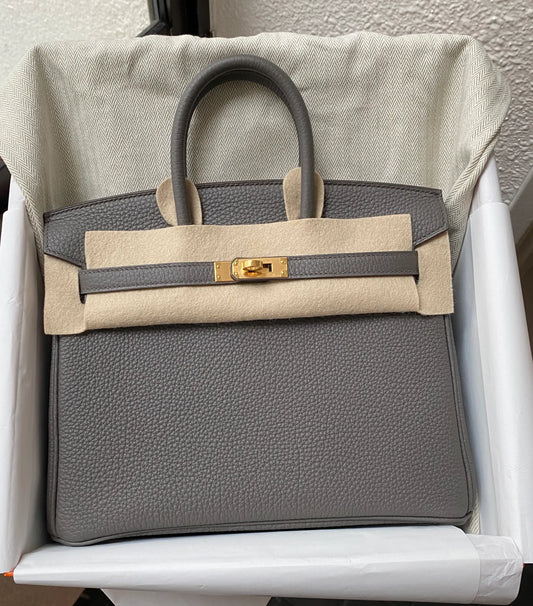 Hermes Birkin 25 Vert De Gris Togo, Luxury, Bags & Wallets on