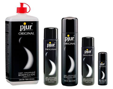 pjur silicone lubricant bottles in various sizes