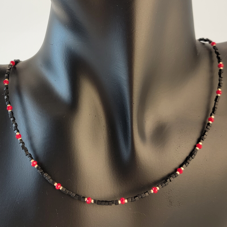 Red and Black Pipe Necklace Set - Binnis Wardrobe Wardrobe - 3548118