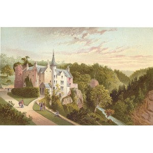 antique print of Hawthornden Castle Midlothian Scotland