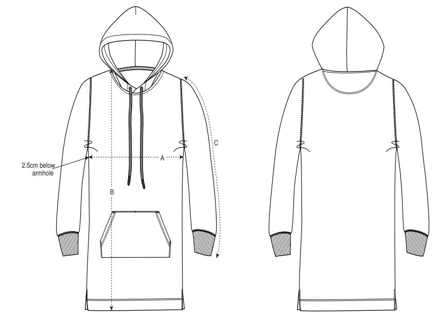 Pitod Hoodie Dress Size Chart