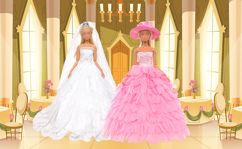 2 Sets of Wedding Dresses for 11.5 Inch Barbie Doll