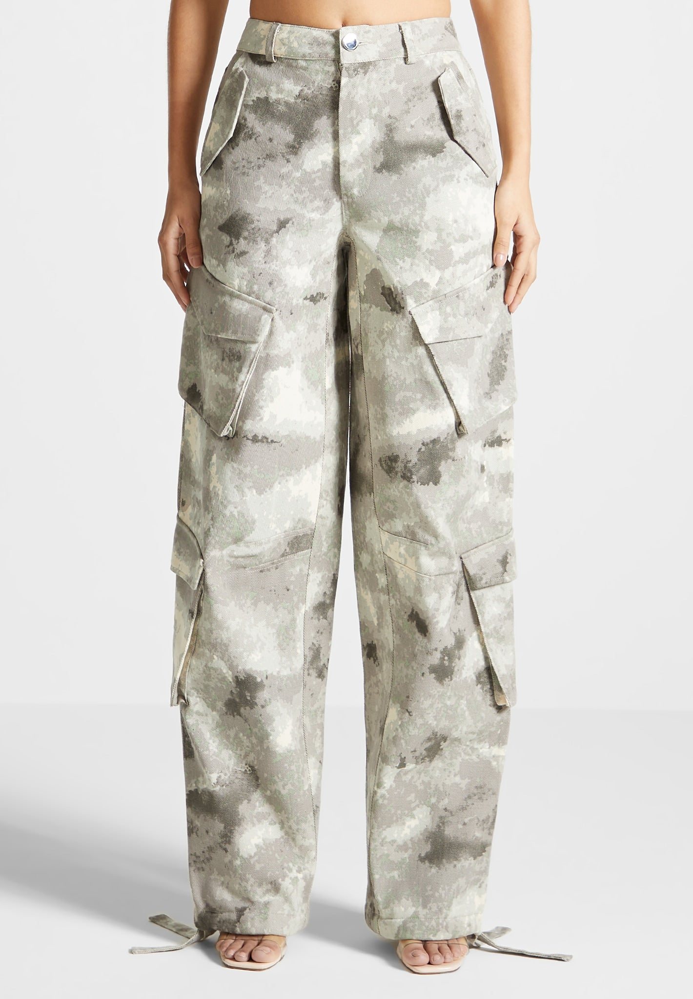 Buy Beige Flared Cargo Pants Camo Bellbottom Low Rise Trousers Online in  India 