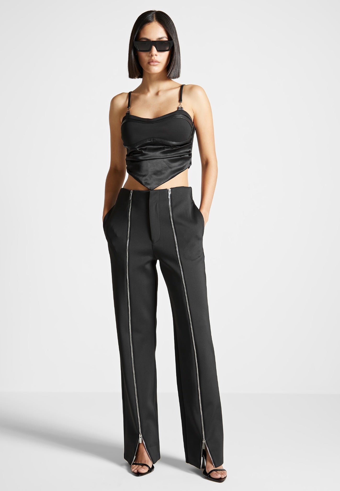 Trousers with Zip Detail - Black