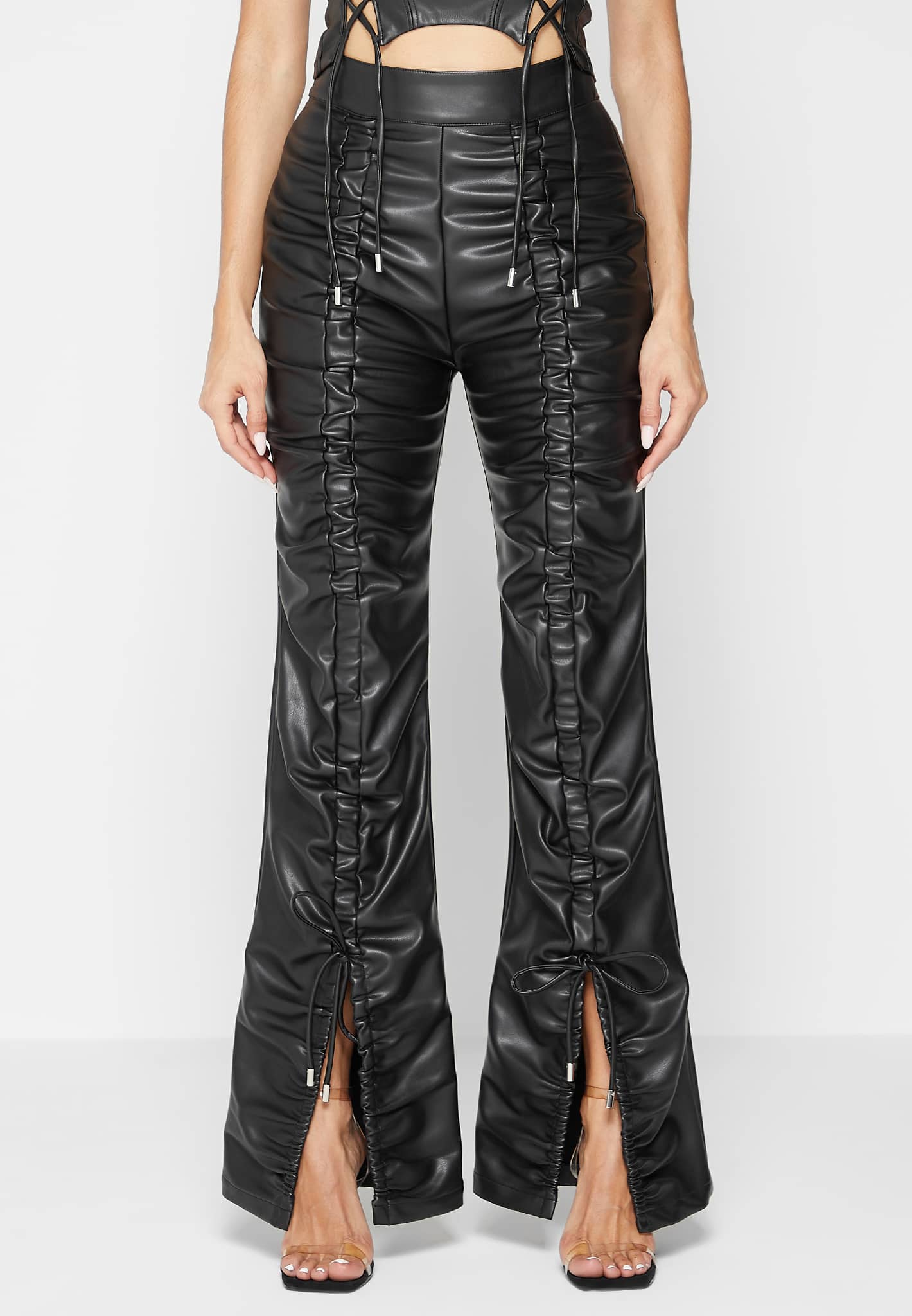 Vegan Leather Biker Trousers - Black