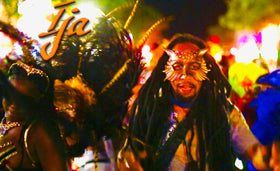 Singer and songrwiter Ija wears his Teonova owl mask in this still from his Midnight Madness music video