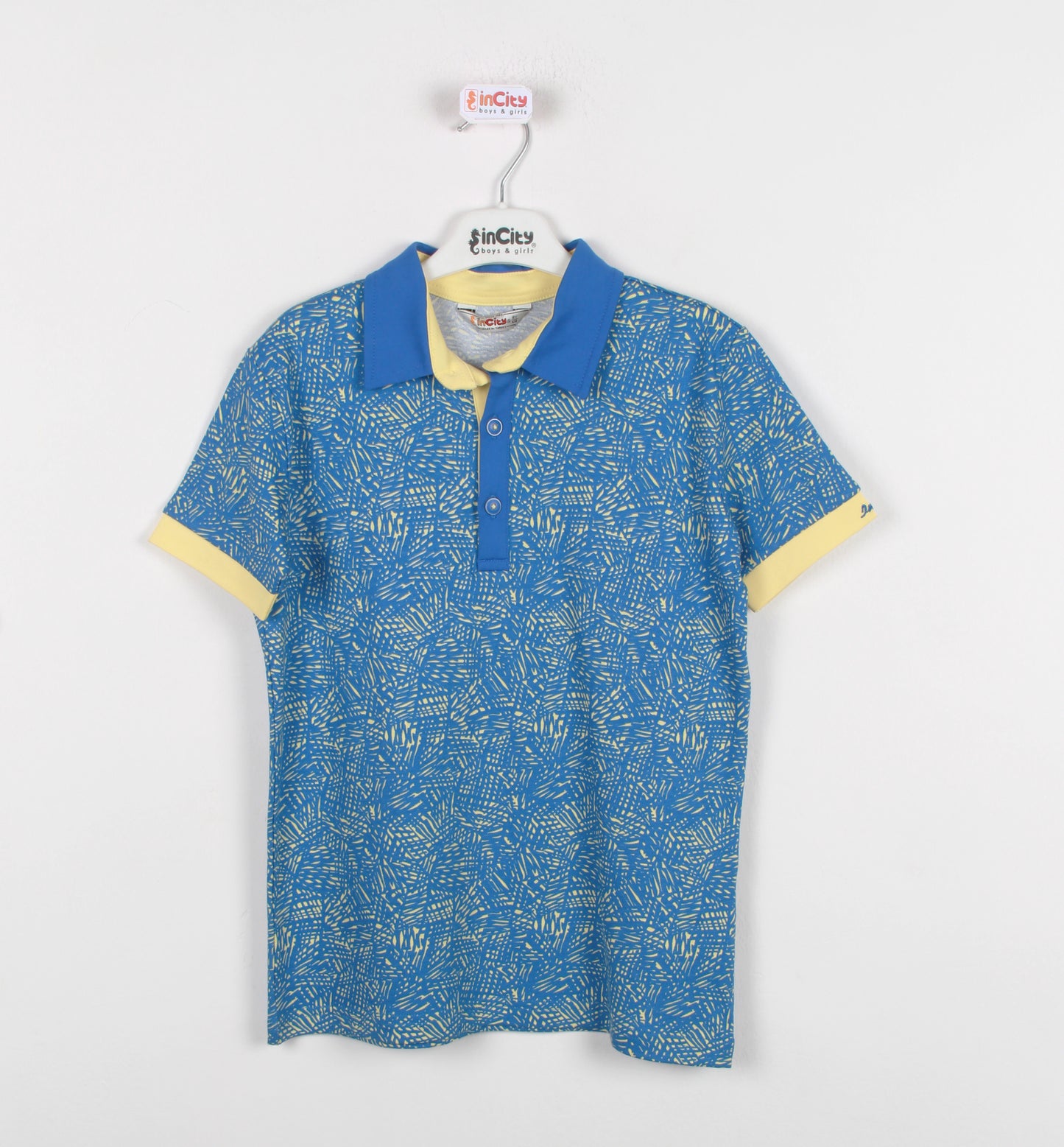 InCity Boys (4020) - Tween Collared Printed Short Sleeve Button Polo Shirt