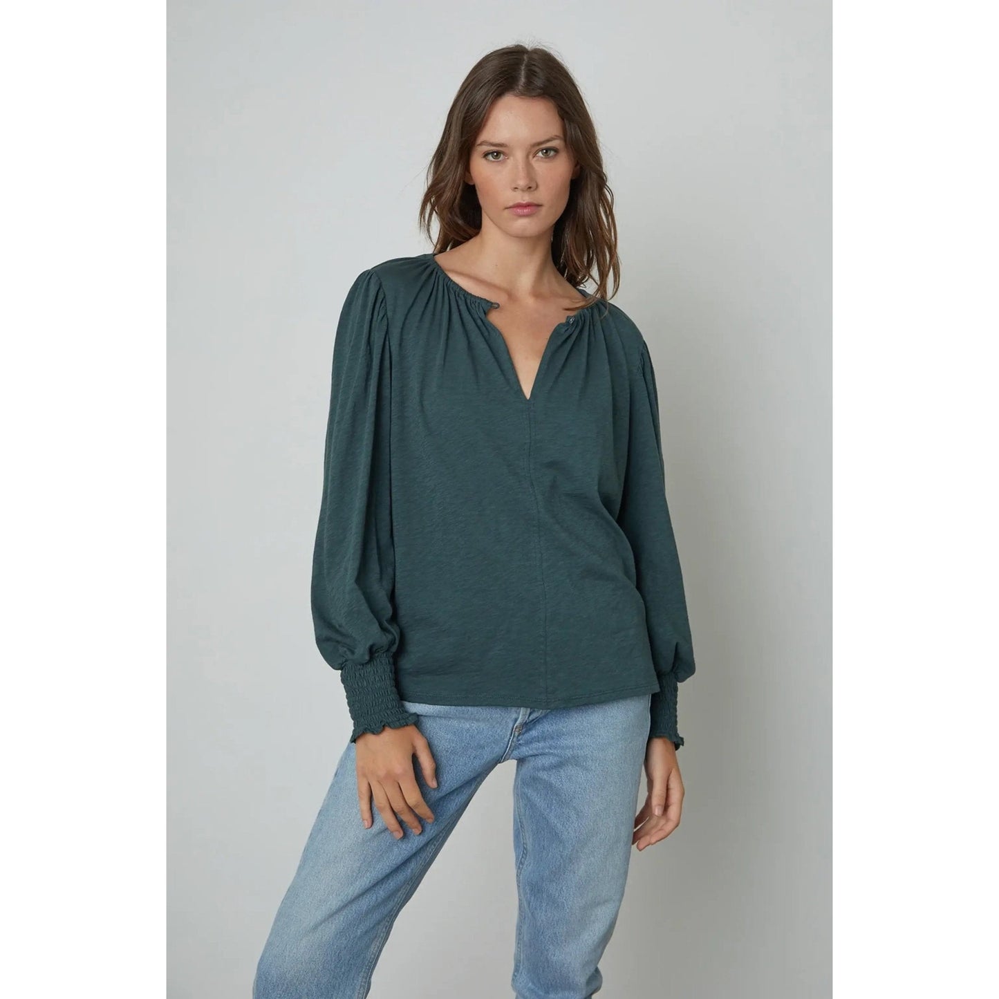 Bella Dahl V Neck Smocked Top Babette