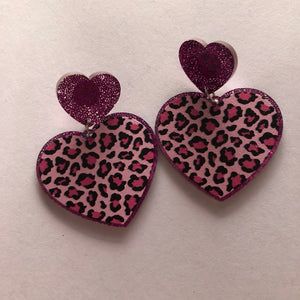 Valentines Day Leopard print Heart y2k earrings - Yesi & Juli’s Tiendita