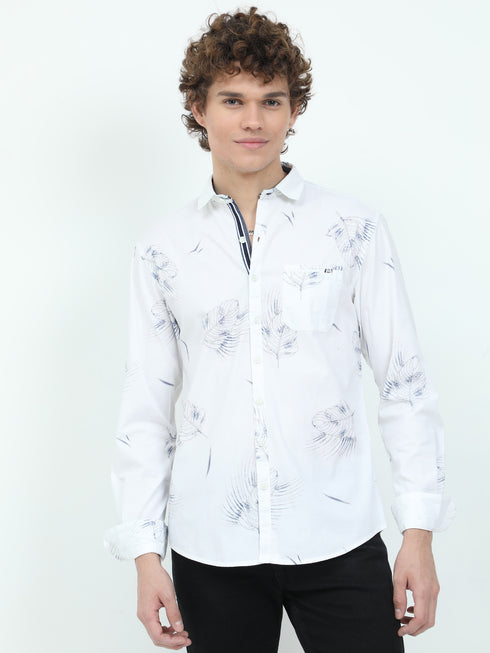 Leafe print-Navy-White-Mens-Shirt