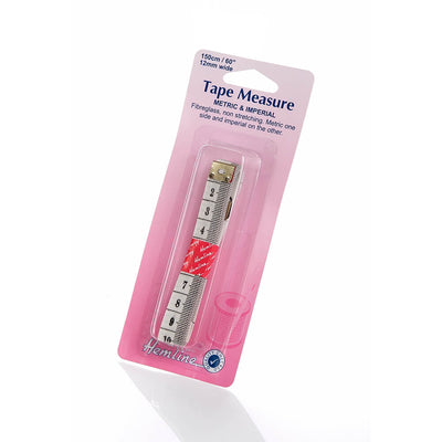 Retractable Tape Measure: Pink/navy blue. Sewing and crafts. 150 cm long.  Metric and imperial.