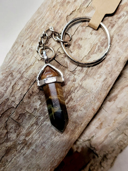 Clear Quartz Crystal Keychain