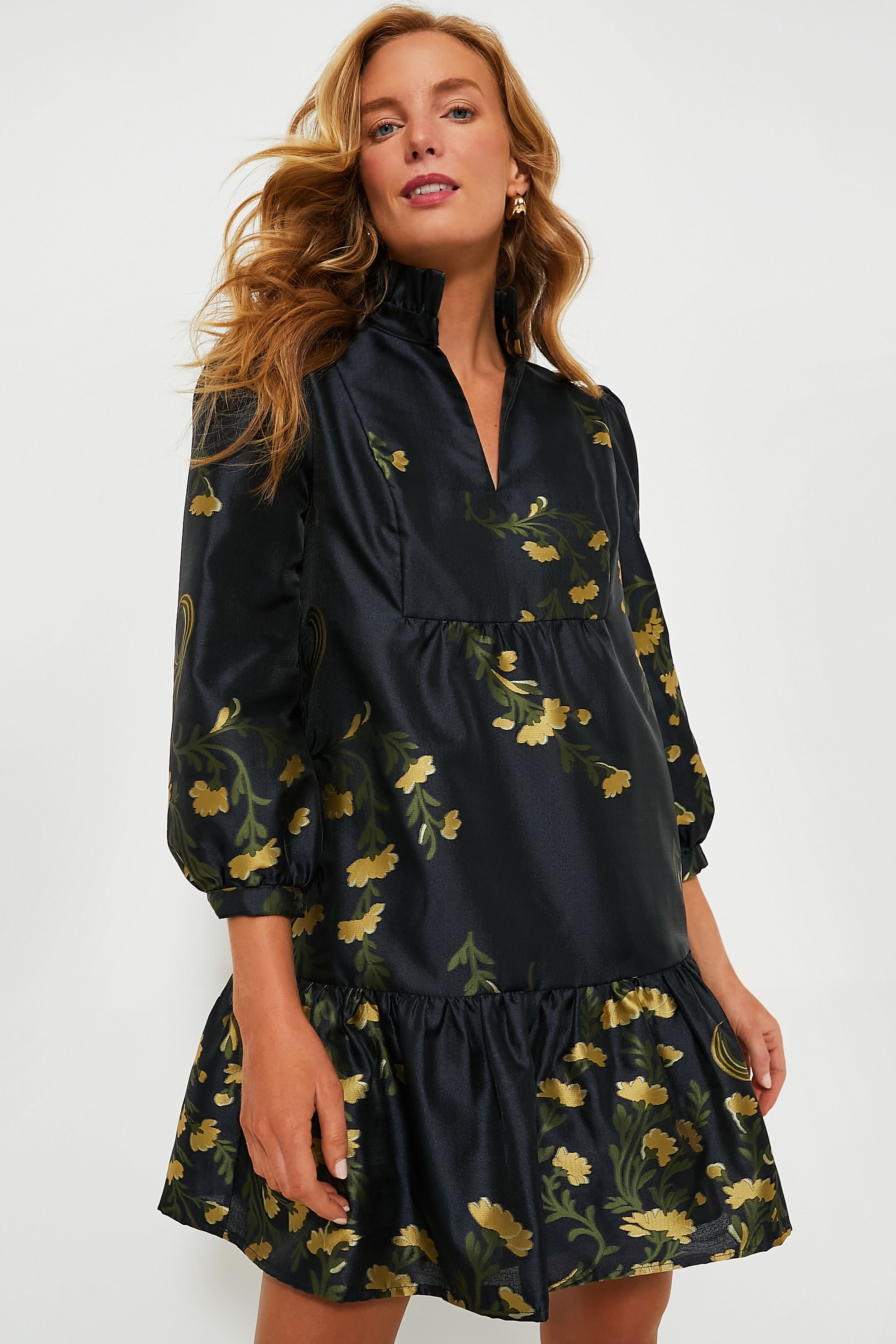 Navy Jasmine Vine Jacquard Palmerston Dress - Tuckernuck product image