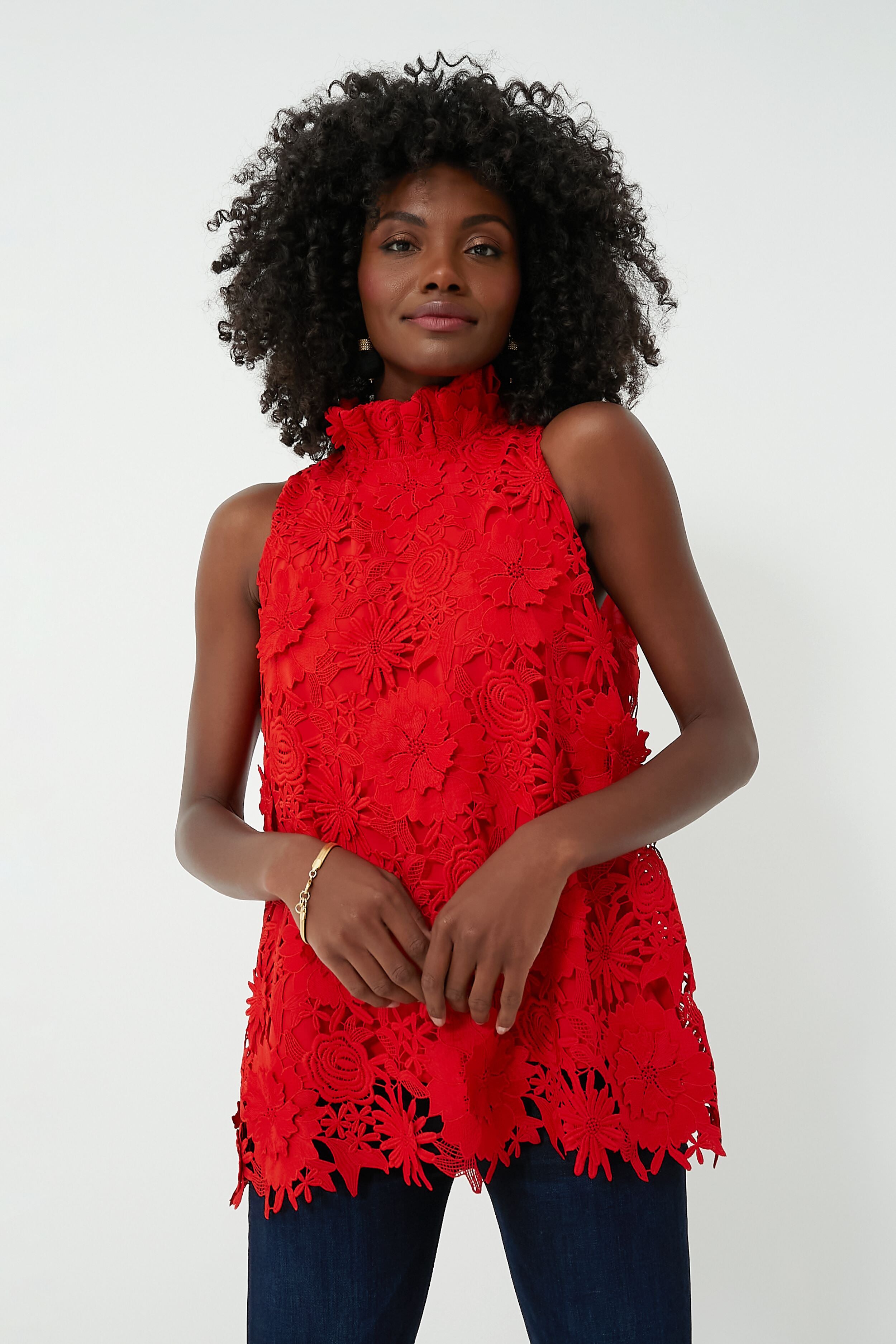 Red Guipure Lace Mason Top | Tuckernuck