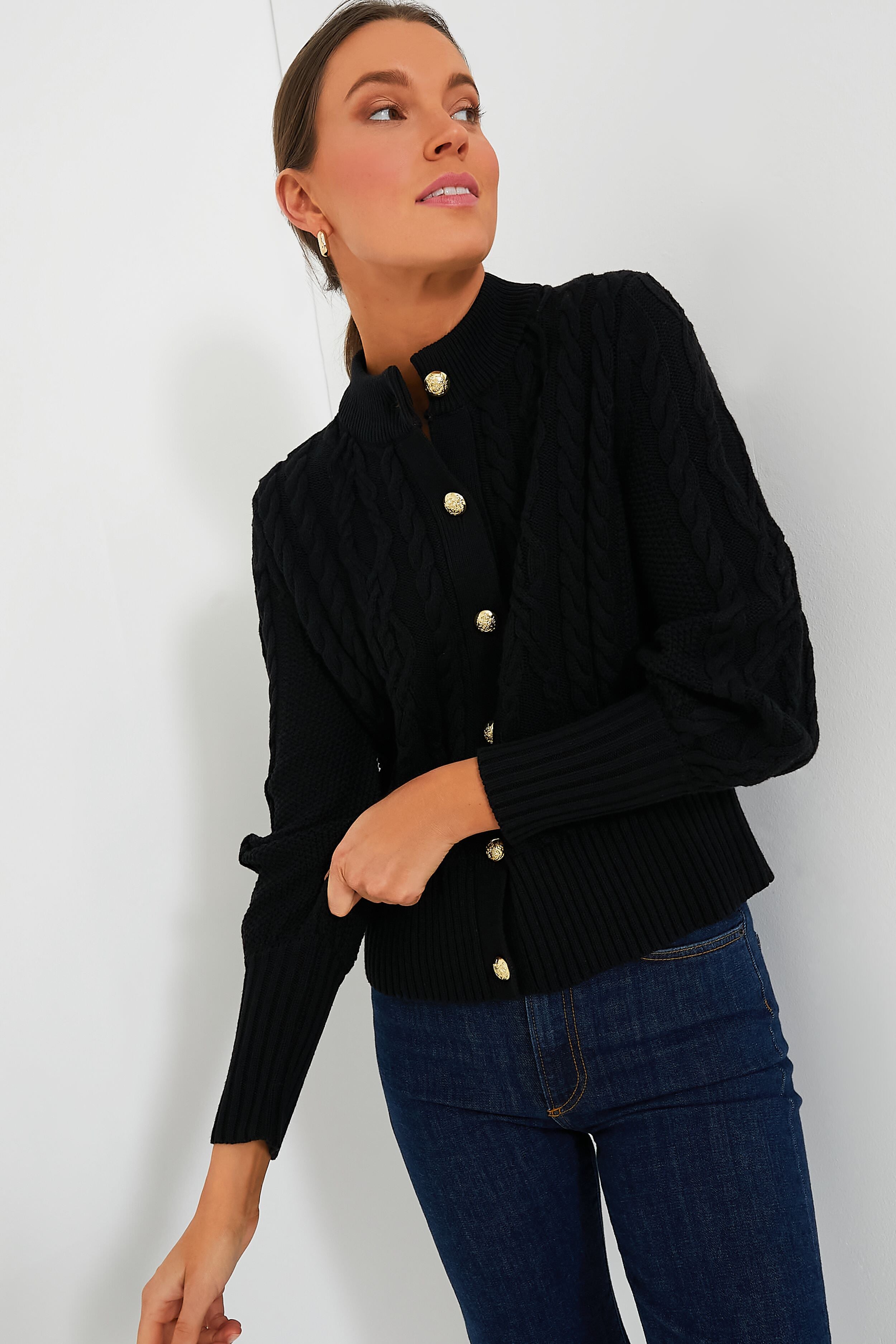 Black Cotton Colette Cardigan | Tuckernuck