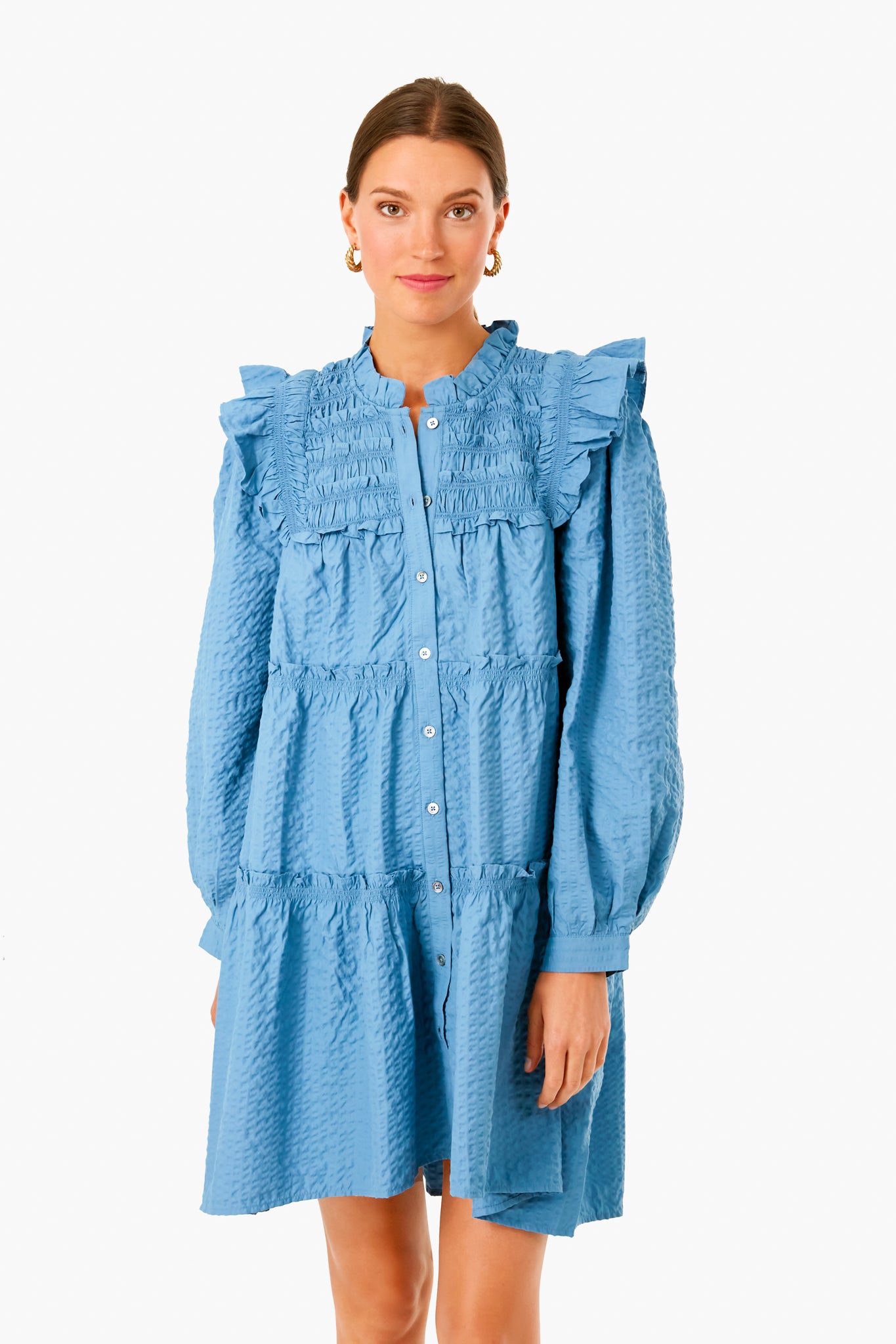 Blue Sevyn Solid Seersucker Button Down Dress | Sea New York | Tuckernuck