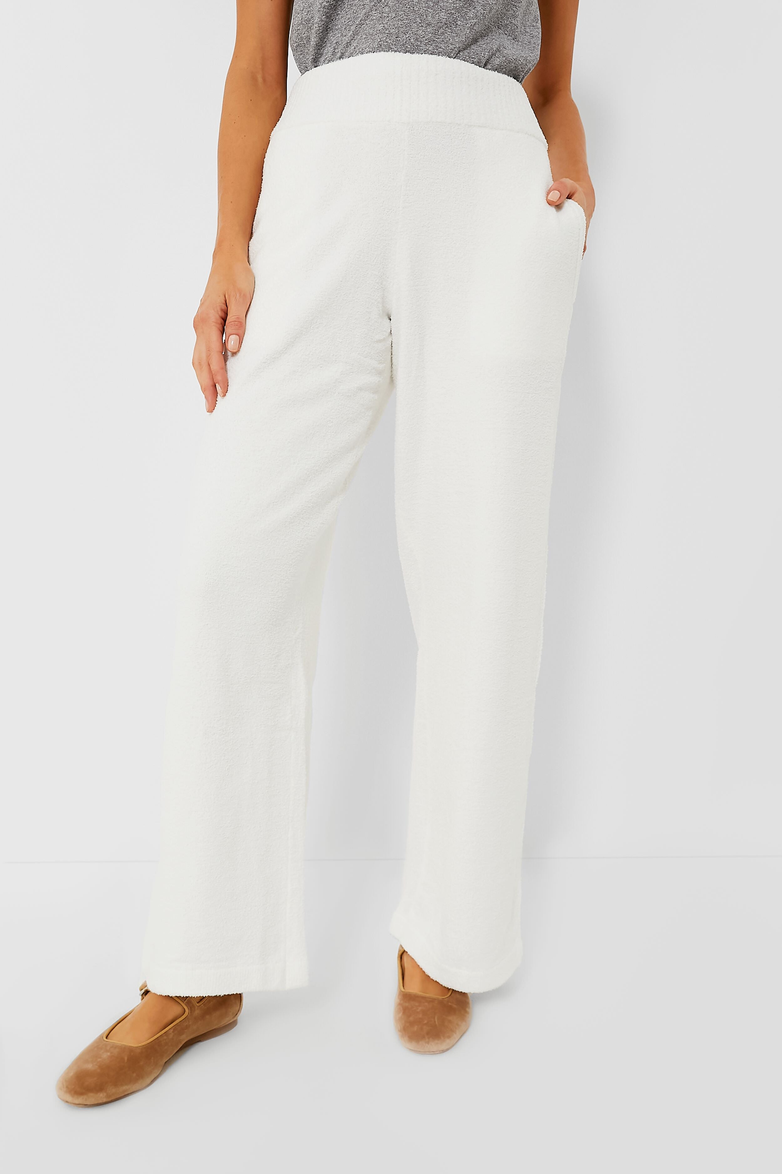 Ivory Recycled Boucle Pants | Eberjey