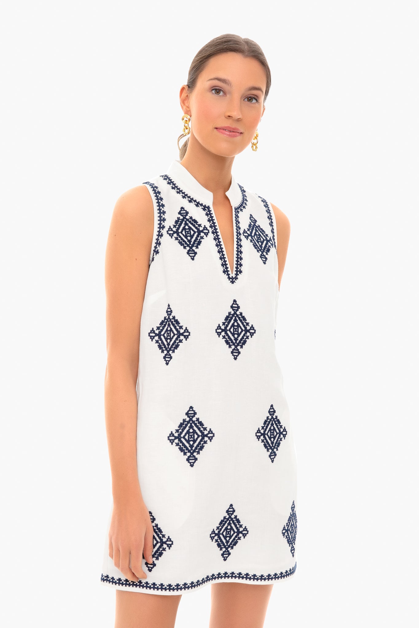 Ivory and Navy Celeste Dress | Tory Burch | Tuckernuck