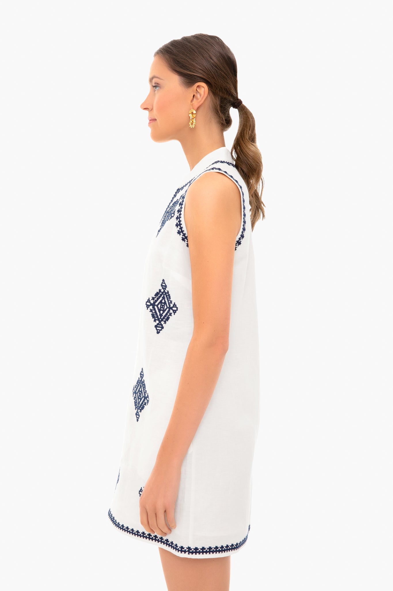 Ivory and Navy Celeste Dress | Tory Burch | Tuckernuck