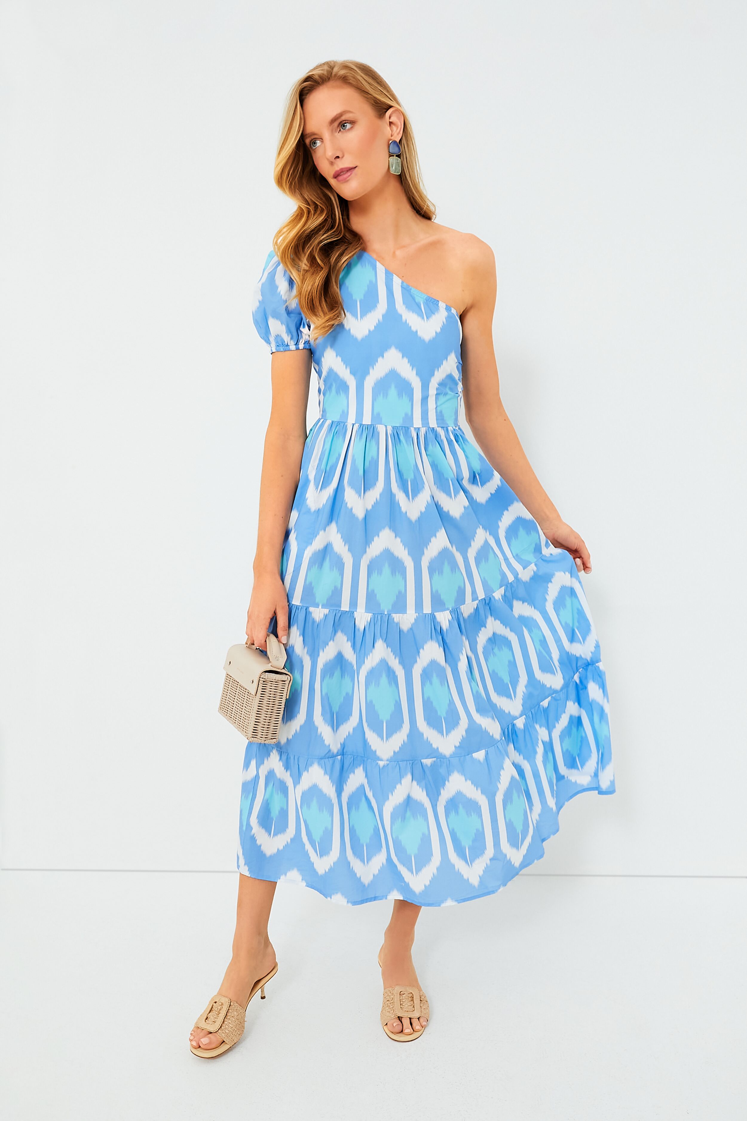 Exclusive Blue Odisha One Shoulder Maxi Dress | Oliphant