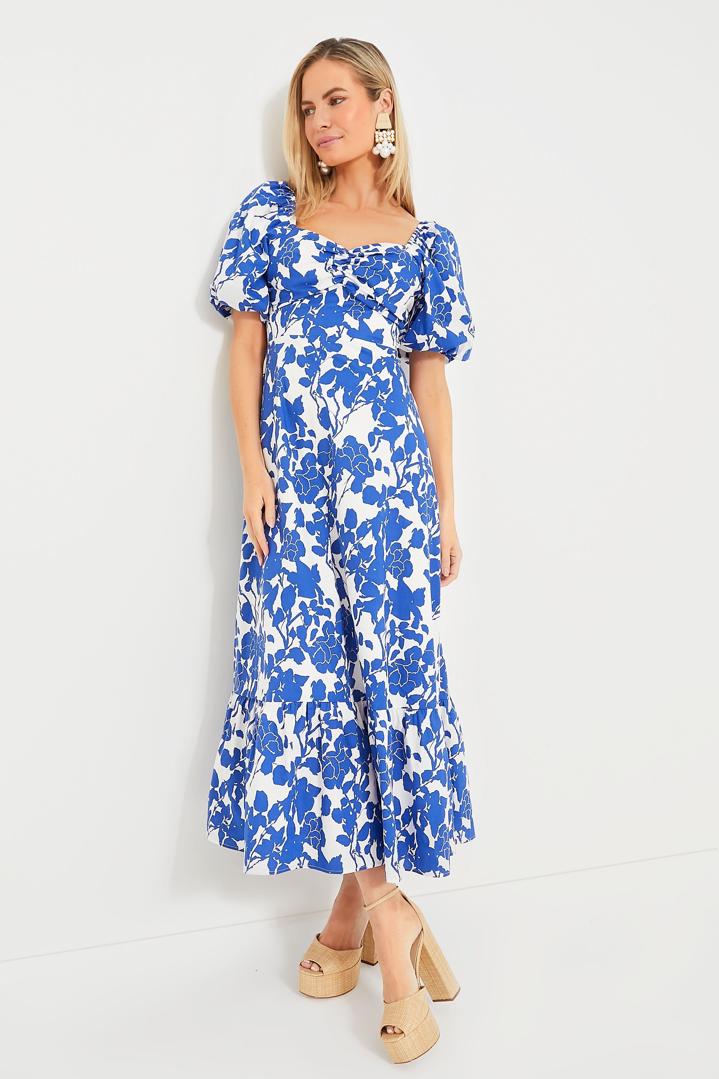 Blue Floral Seaport Midi Dress | Hyacinth House