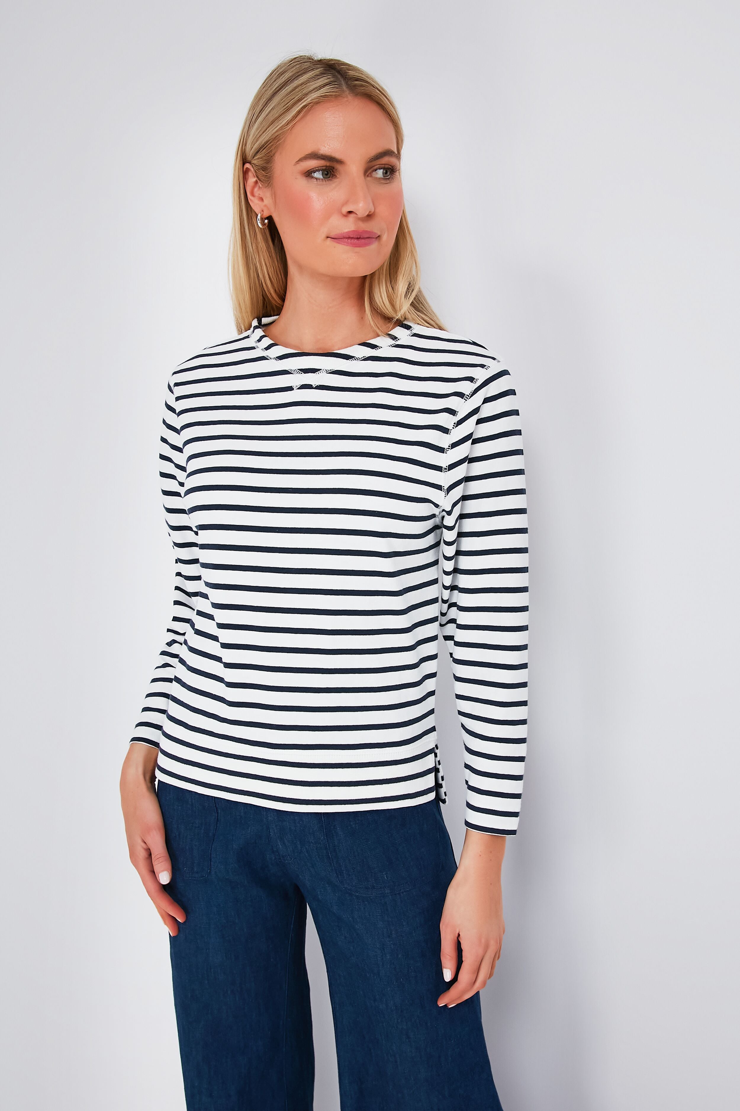 Off White and Navy Lakeside Striped Tee | Alex Mill
