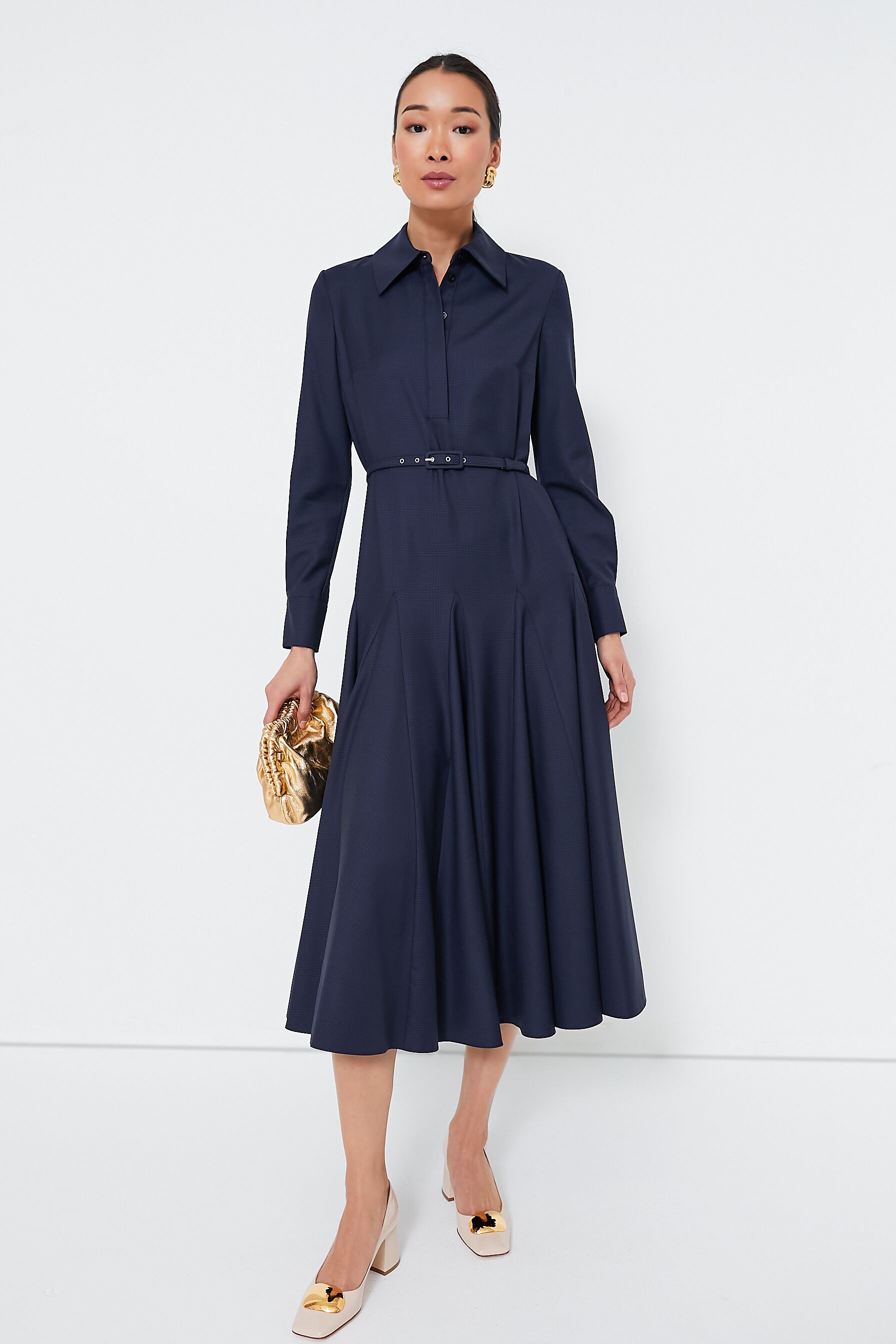 Navy and Black Marione Prince of Wales Dress | Emilia Wickstead