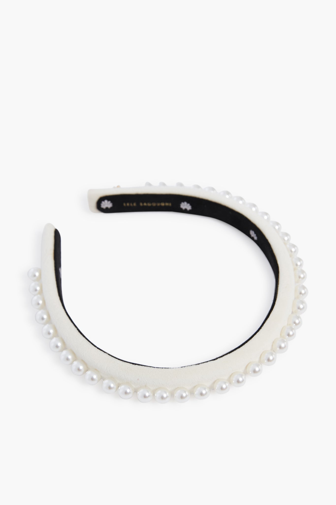 Ivory Pearl Embellished Velvet Gigi Headband | Lele Sadoughi