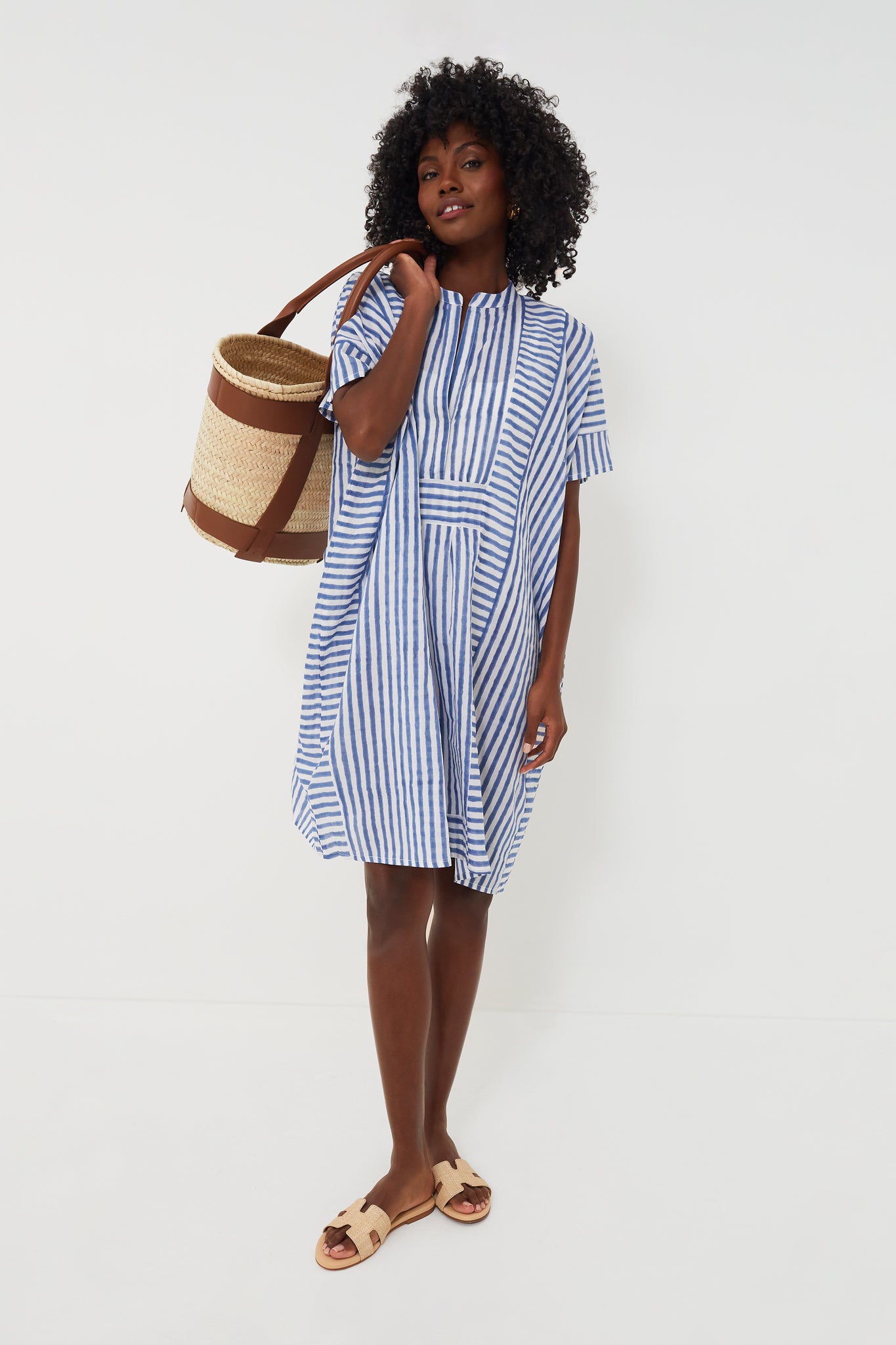 Blue Stripe Emerson Short Caftan | India Collection by Emerson Fry