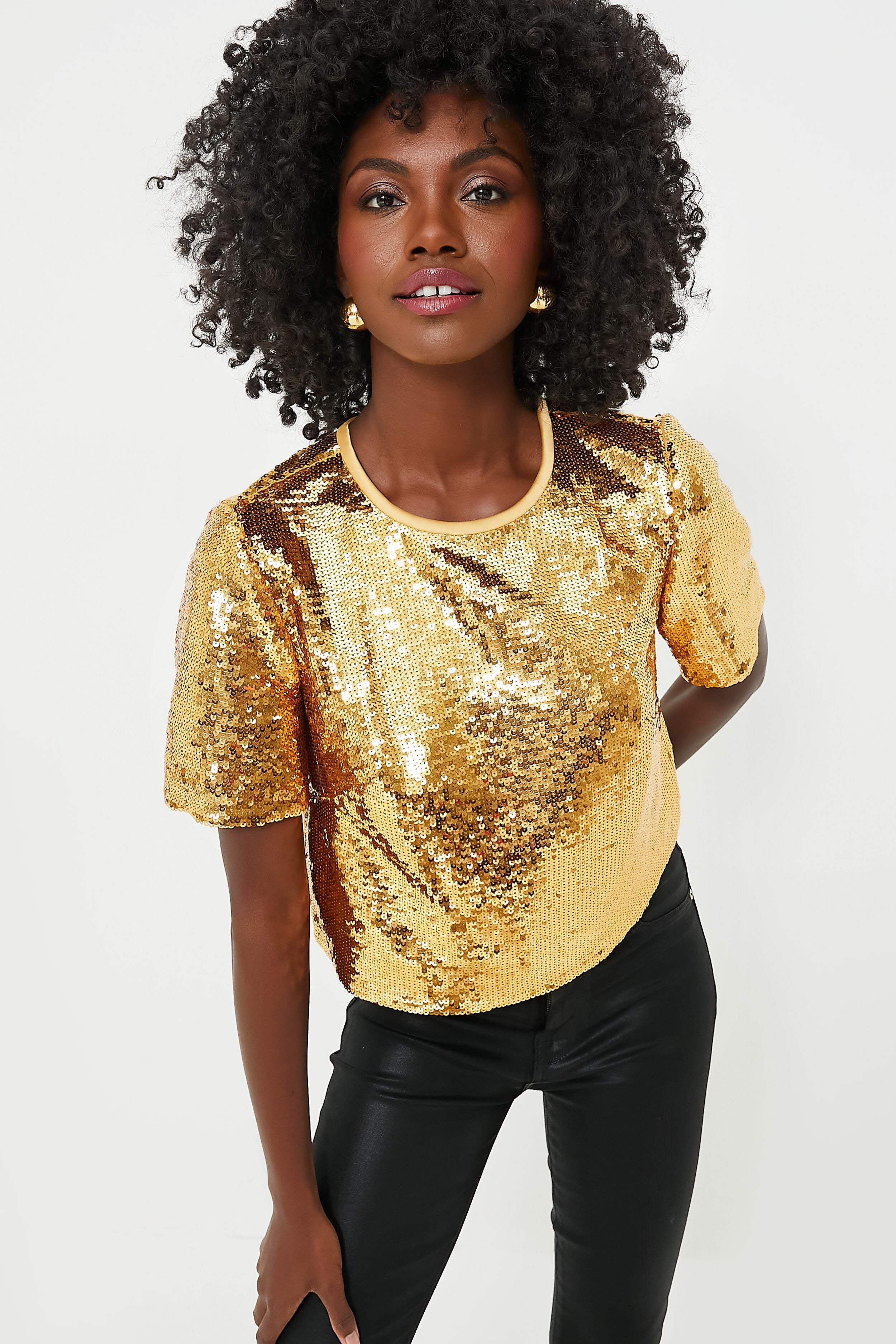 New Gold Luxor Sequin Top | Kate Spade New York