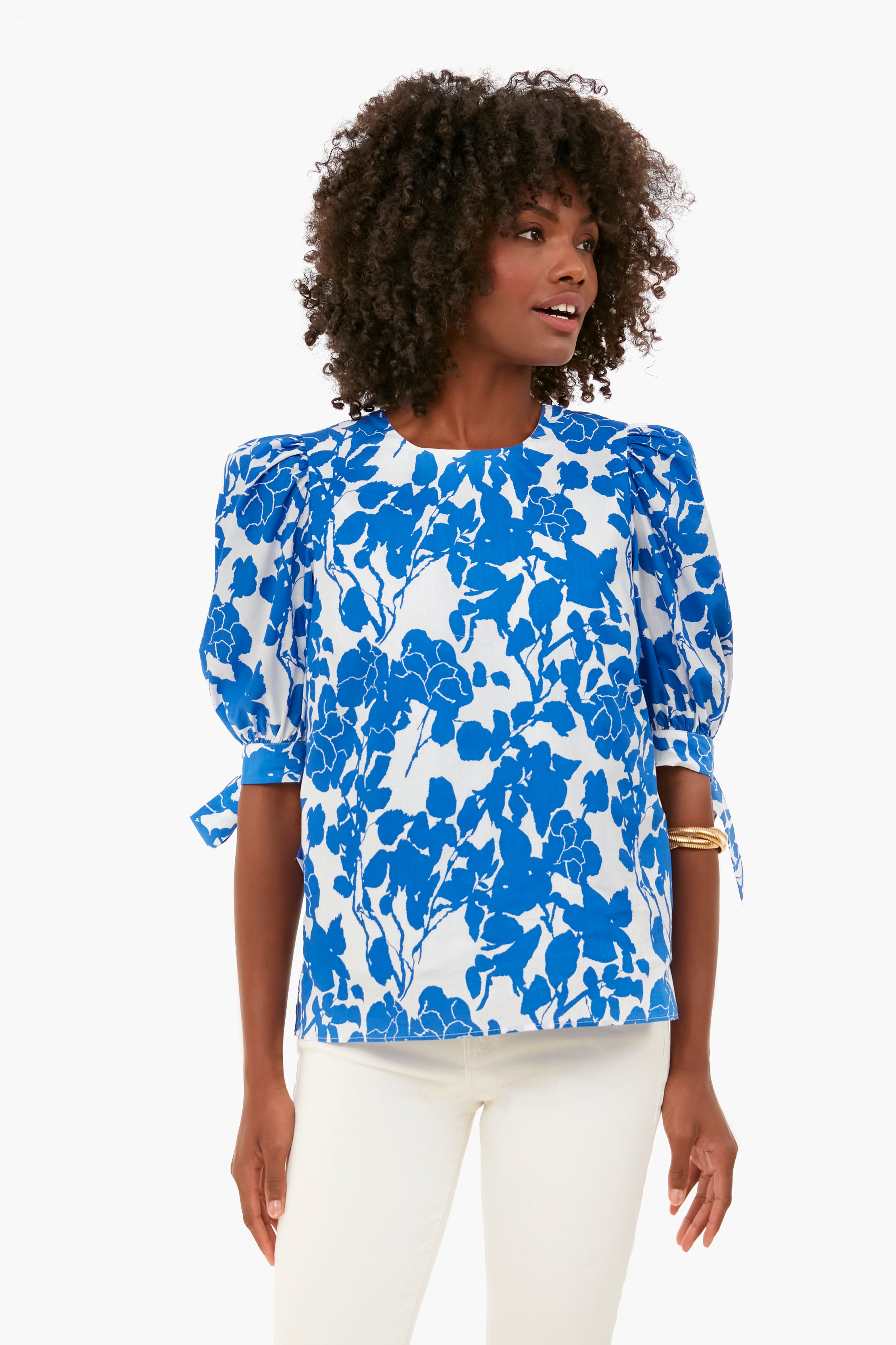 Blue Floral Fiona Blouse | Hyacinth House