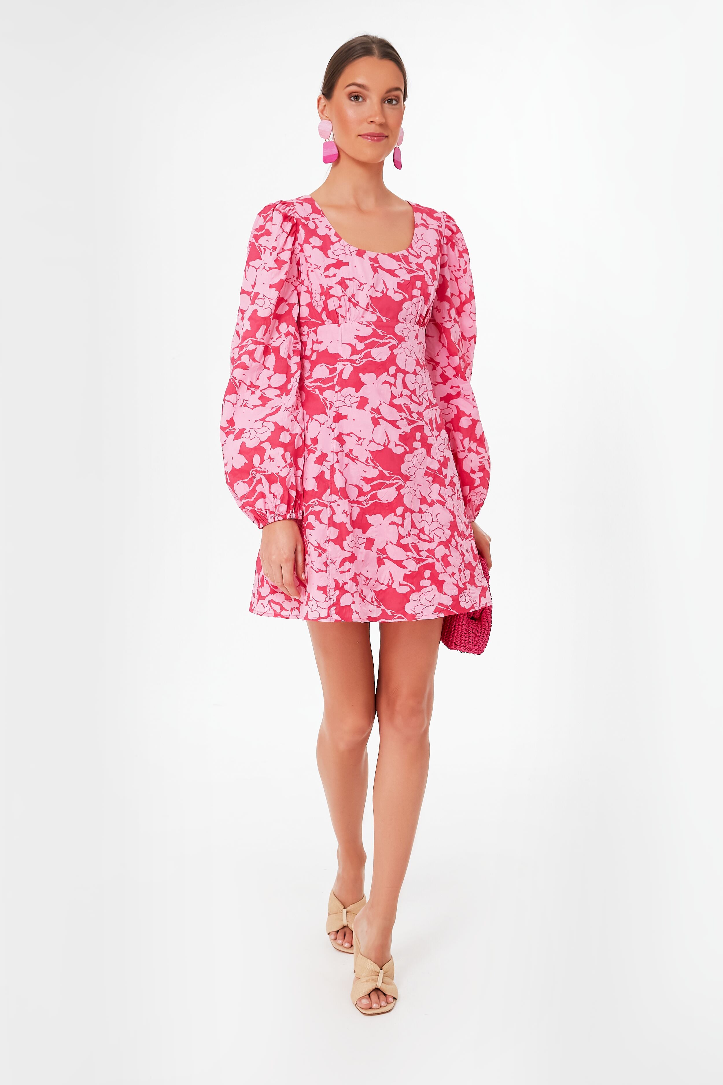 Red and Pink Balloon Sleeve Sienna Mini Dress | Hyacinth House