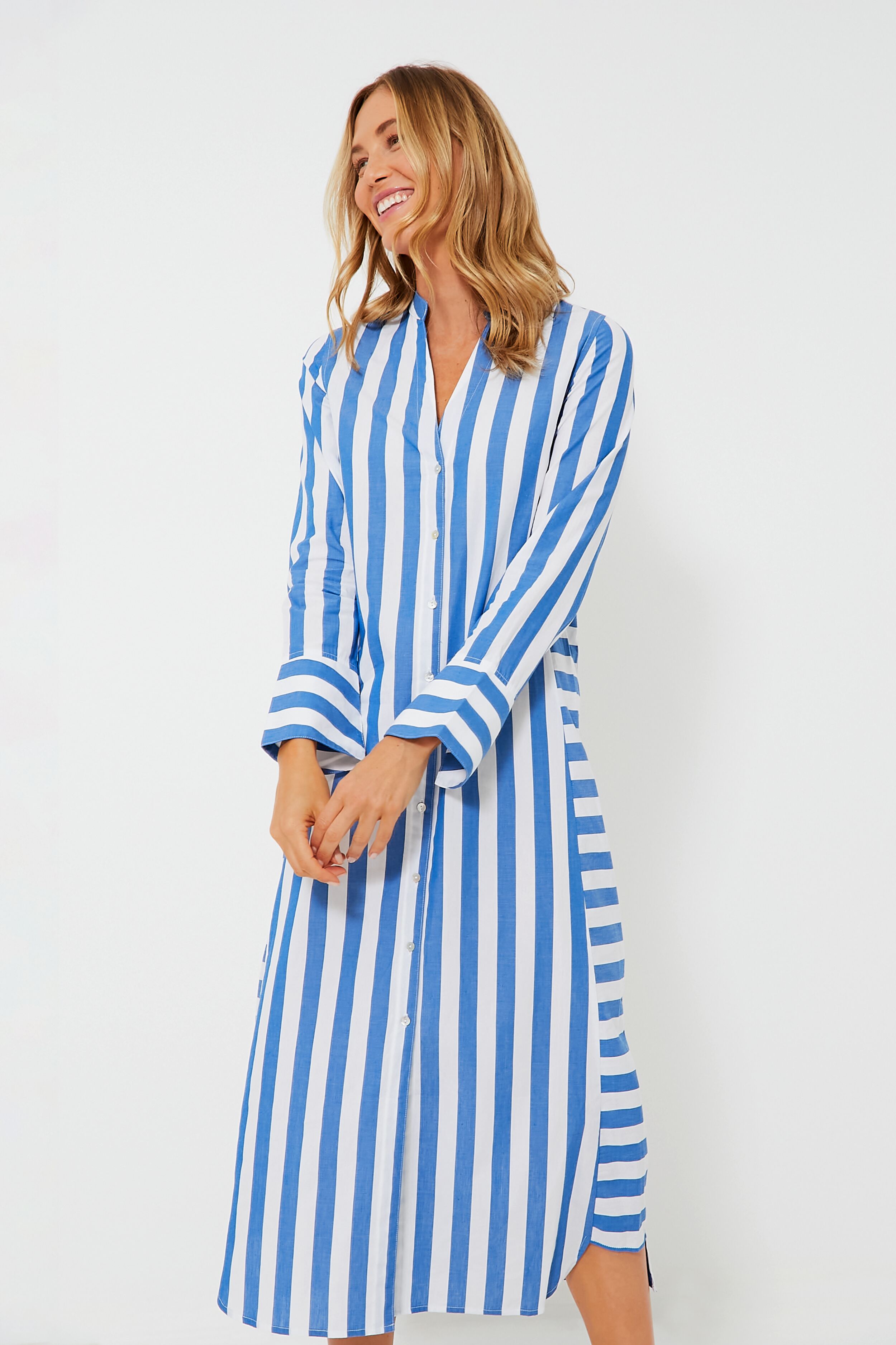 Aegean Stripe Jude Shirt Dress | Bird & Knoll