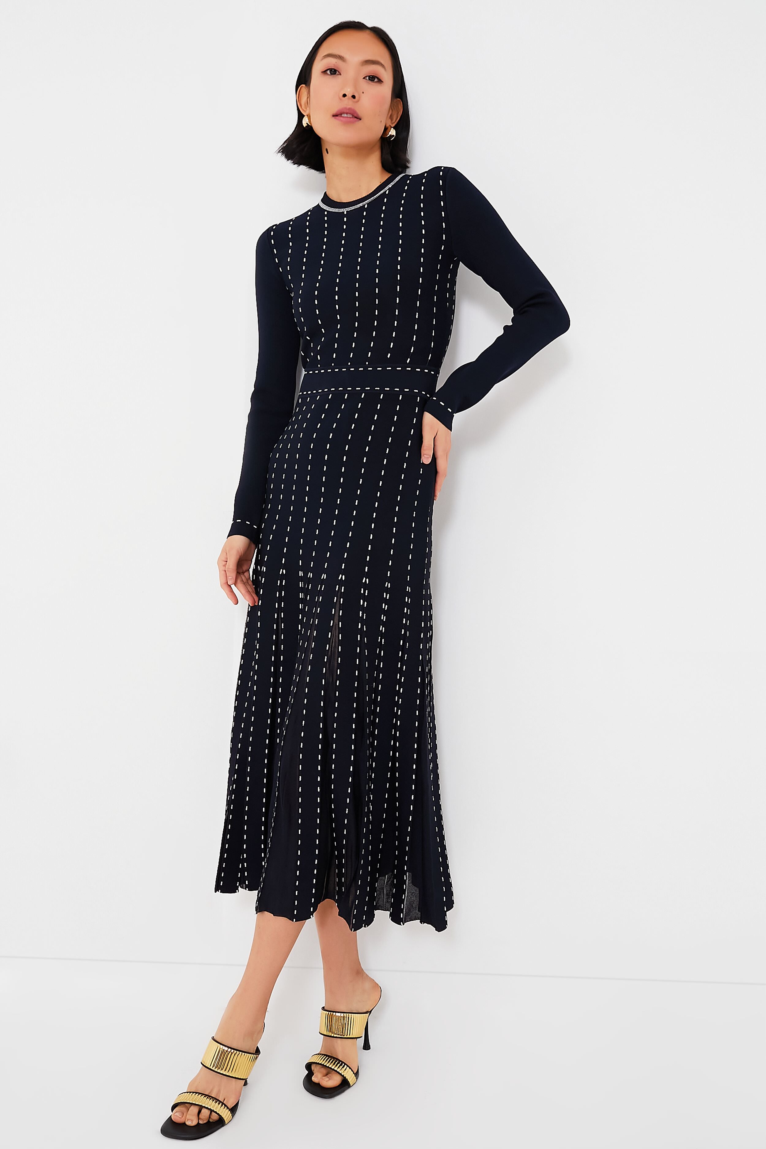 Midnight Multi Lunette Long Sleeve Midi Dress | SIMKHAI