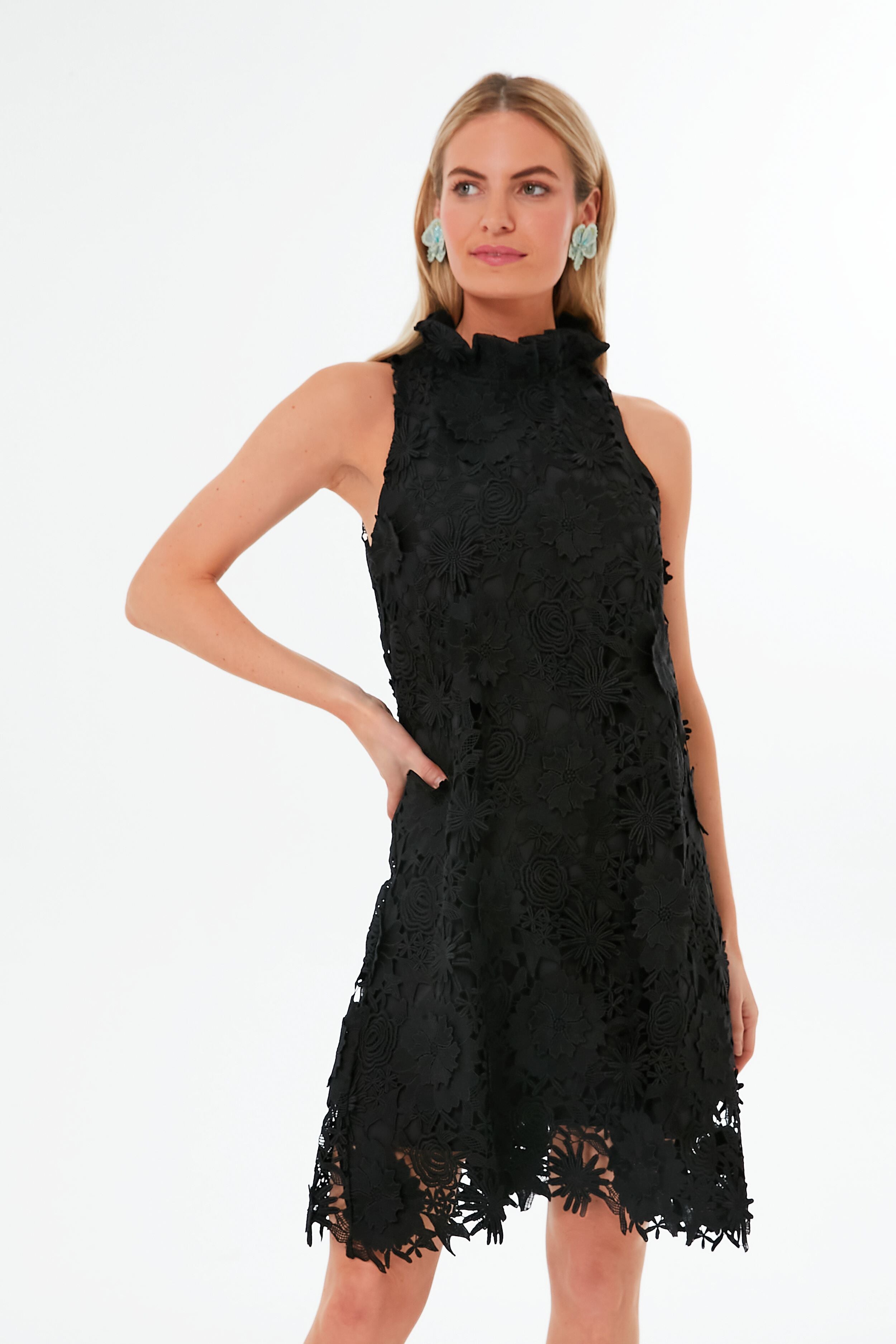 Black Guipure Lace Blythe Dress | Tuckernuck