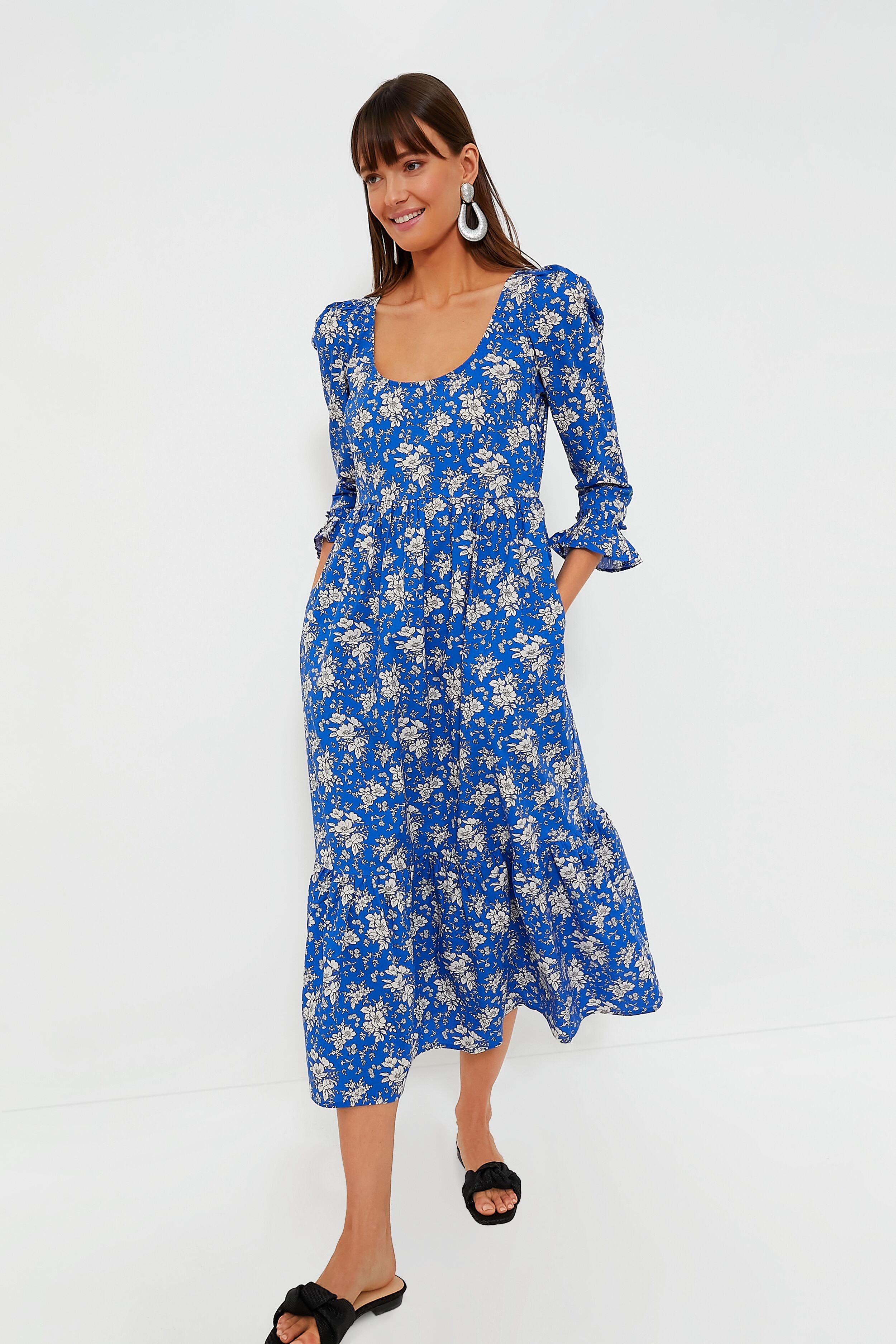 Royal Blue Bouquet Carys Dress | Pink City Prints