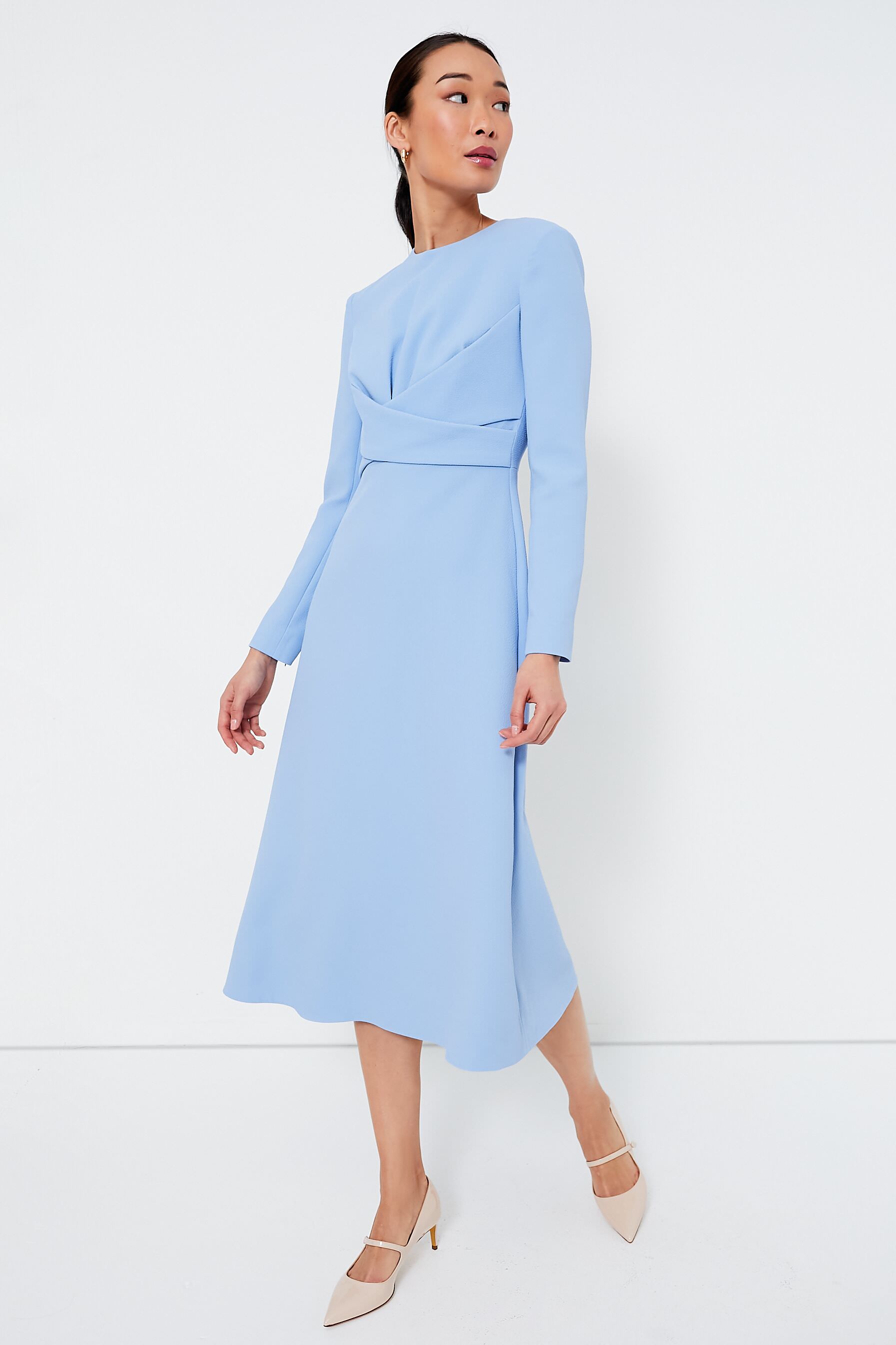 Celeste Blue Elta Double Crepe Dress | Emilia Wickstead