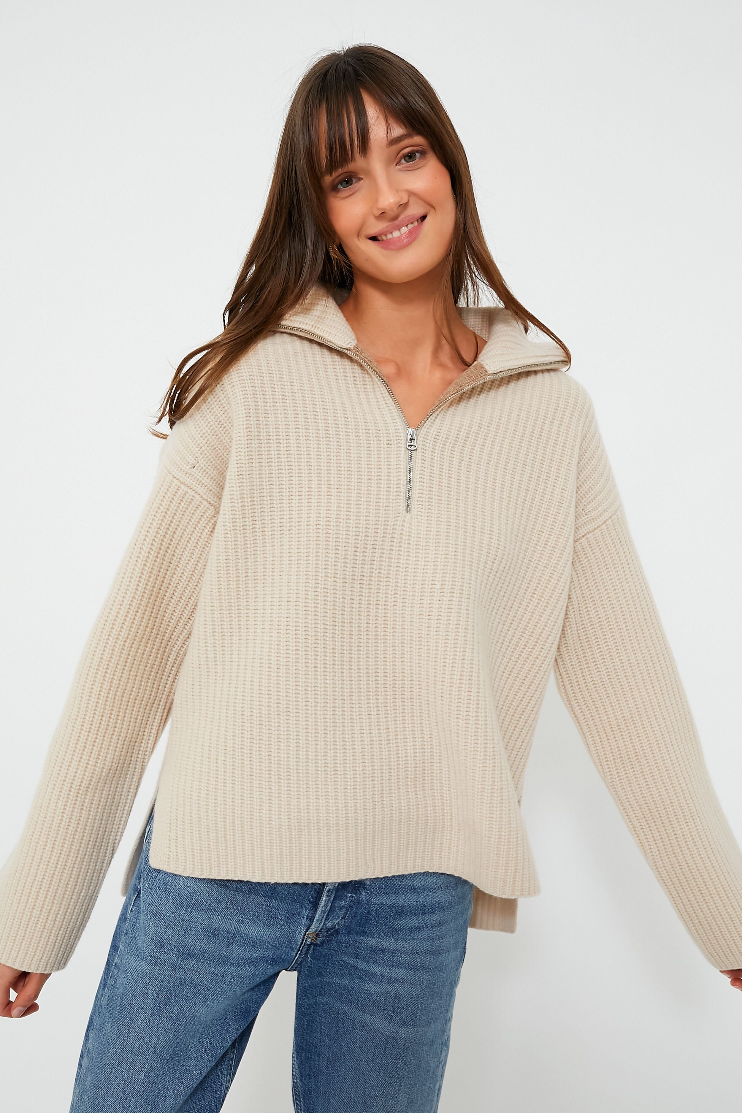 Buttermilk Felix Zip Merino Sweater | Alex Mill