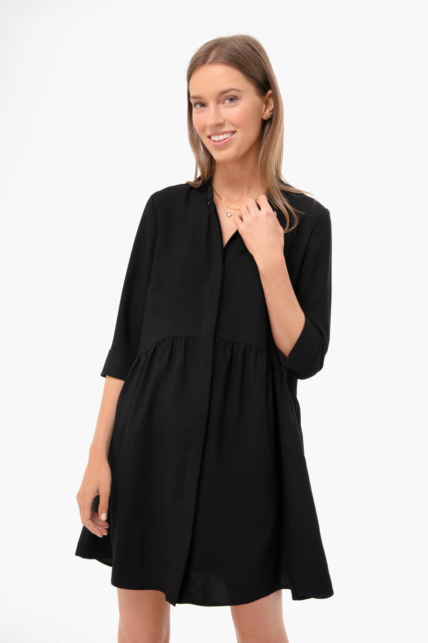 Black Silk Royal Shirt Dress | Tuckernuck