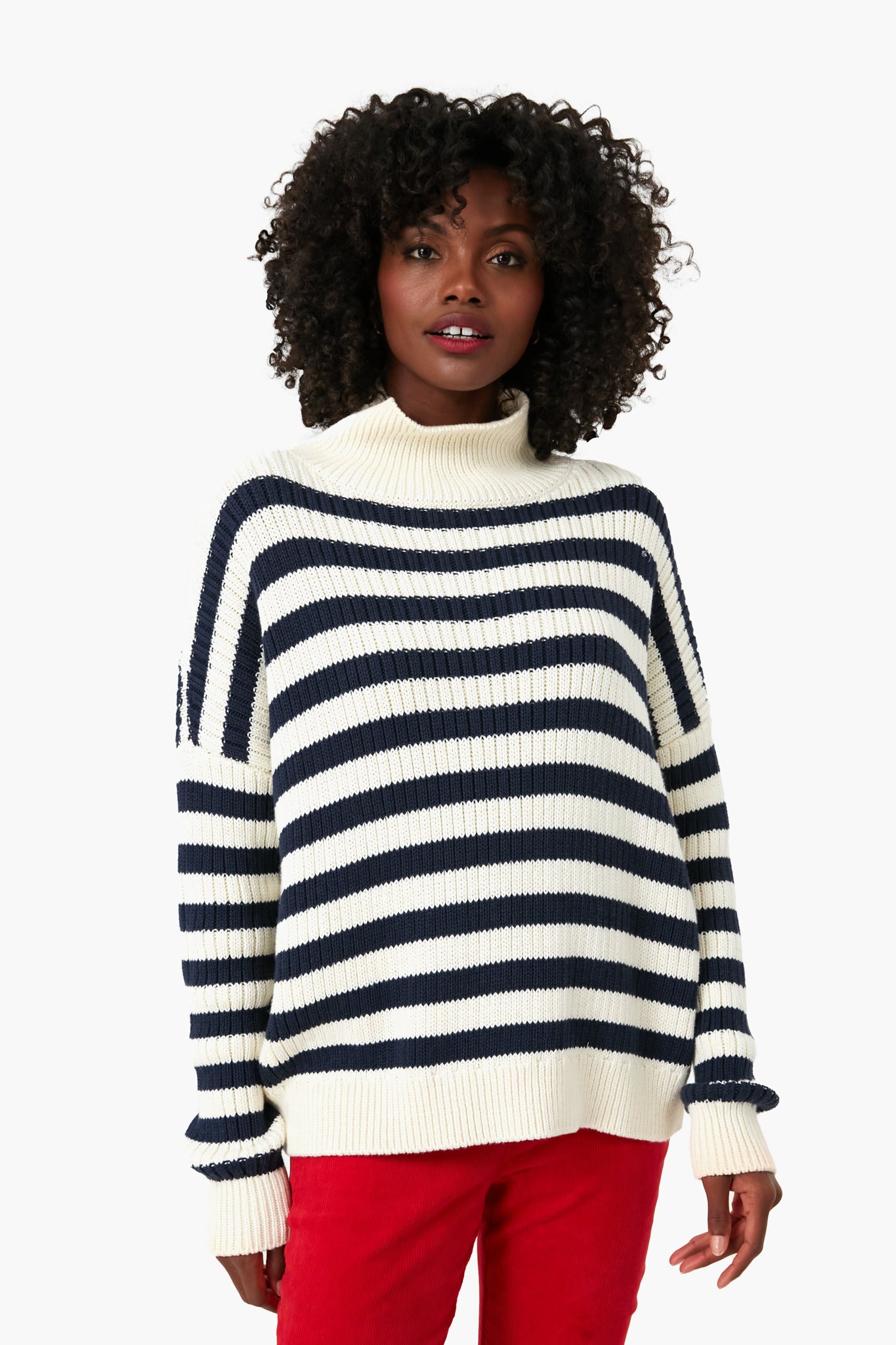 Navy Stripe Carolyn Funnel Neck Sweater | Emerson Fry | Tuckernuck