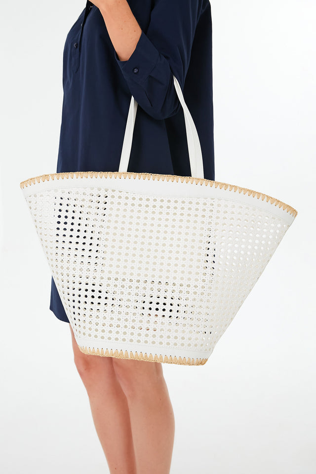 Clare V Pot De Miel Top Handle Straw Basket Bag - Ivory In White