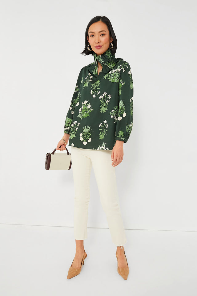 Aina Hunter Green Tulip Sleeve Blouse