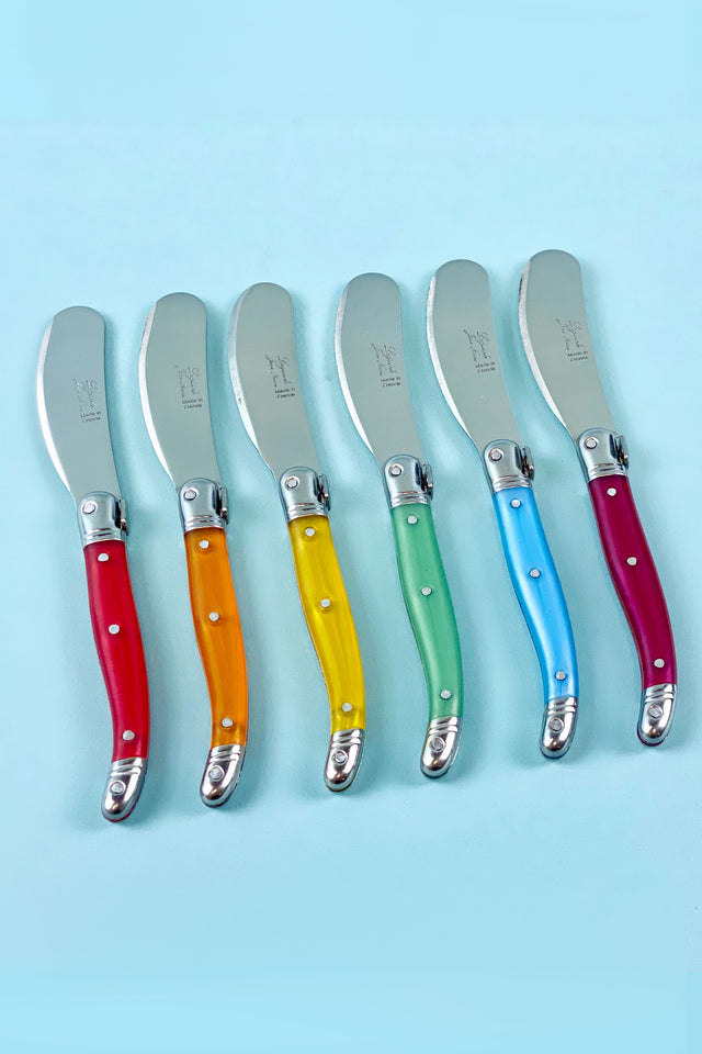 Laguiole Rainbow Platine Knives in Presentation Box (Set of 6