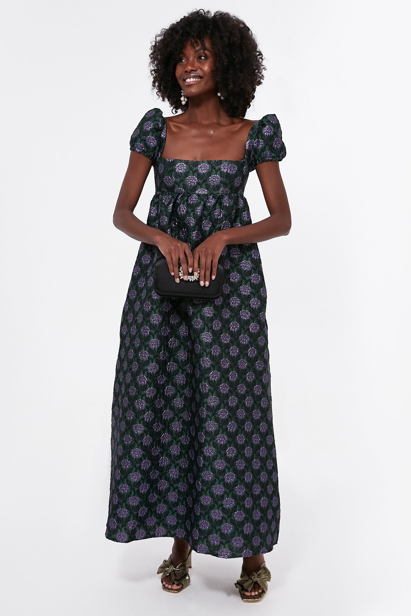 Floral Brocade Jade Dress | Autumn Adeigbo