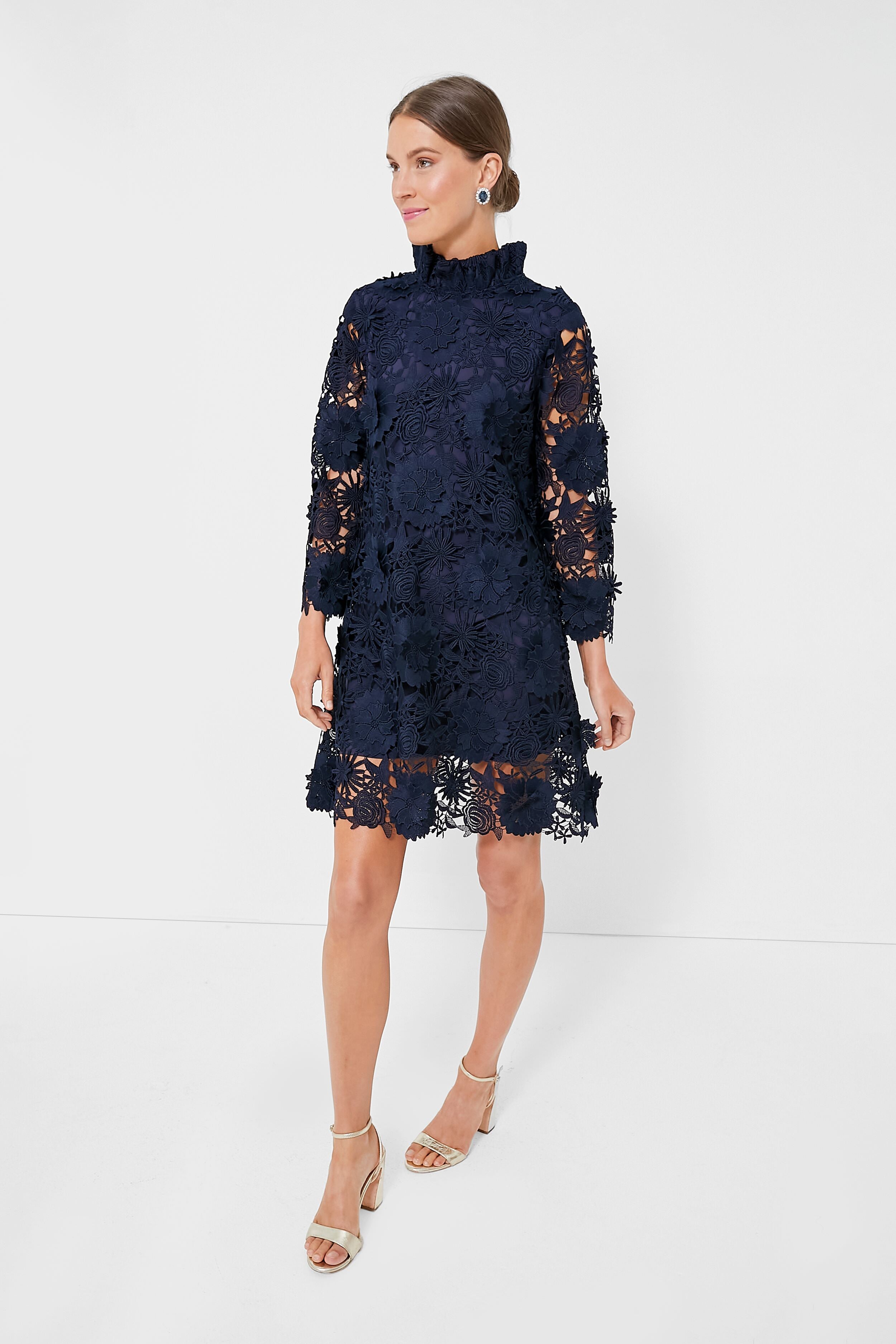 Navy Guipure Lace Daphne Dress