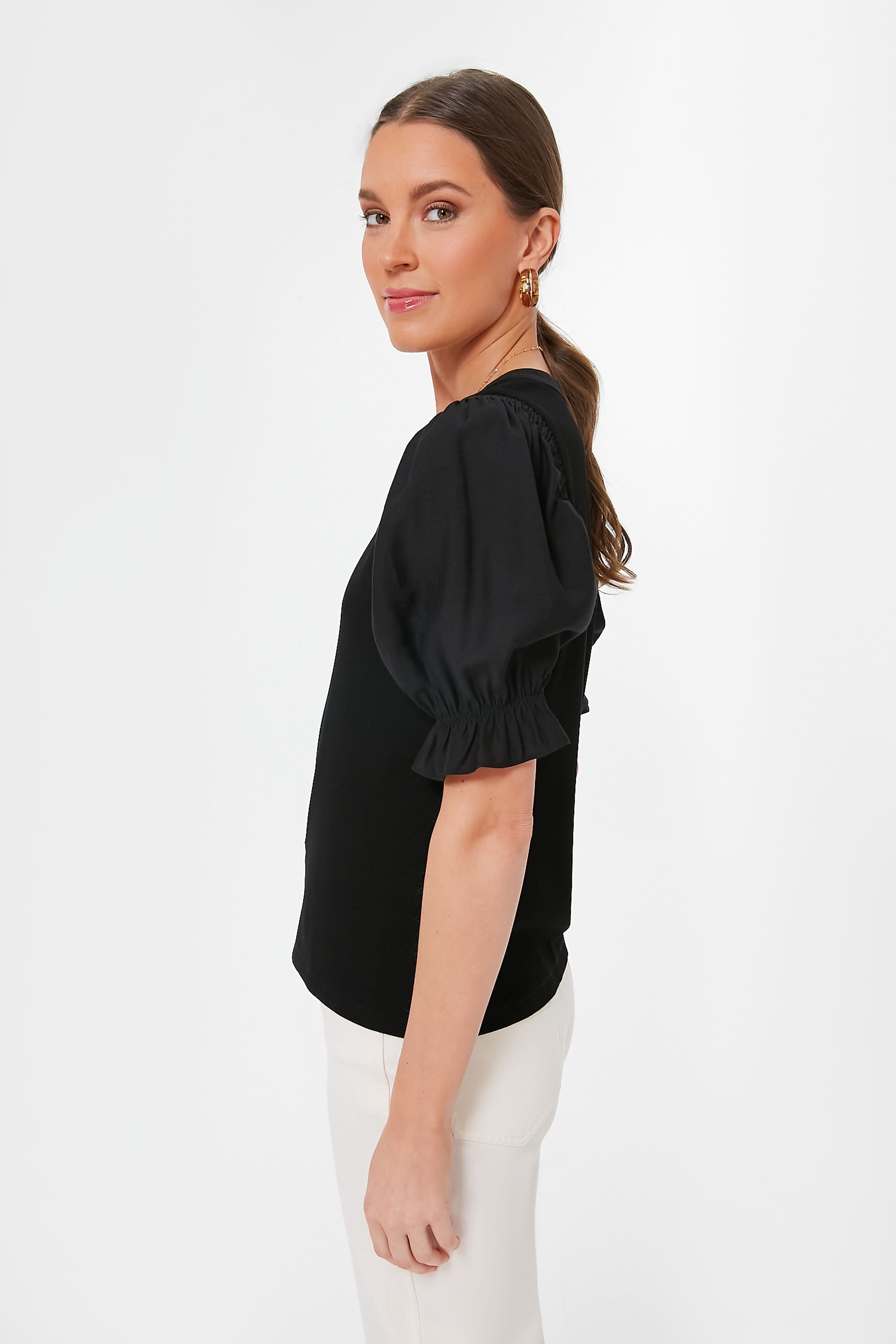 Black Livia Puff Sleeve Top | Pomander Place | Tuckernuck